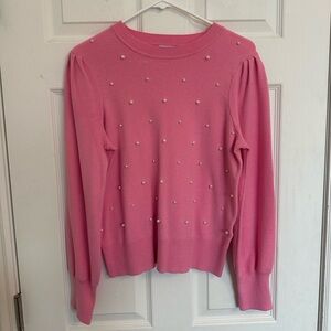 Charter Club pink pearl embellished sweater, size M